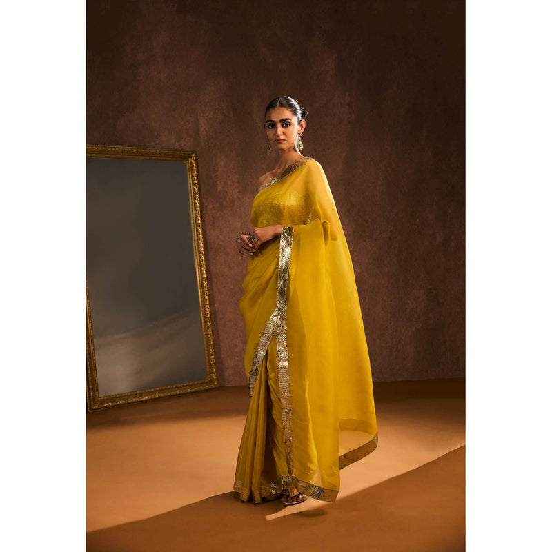 KAPARDARA Mustard Saree without Blouse
