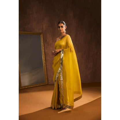 KAPARDARA Mustard Saree without Blouse