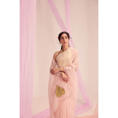 KAPARDARA Pink Saree without Blouse