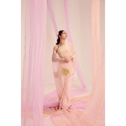KAPARDARA Pink Saree without Blouse