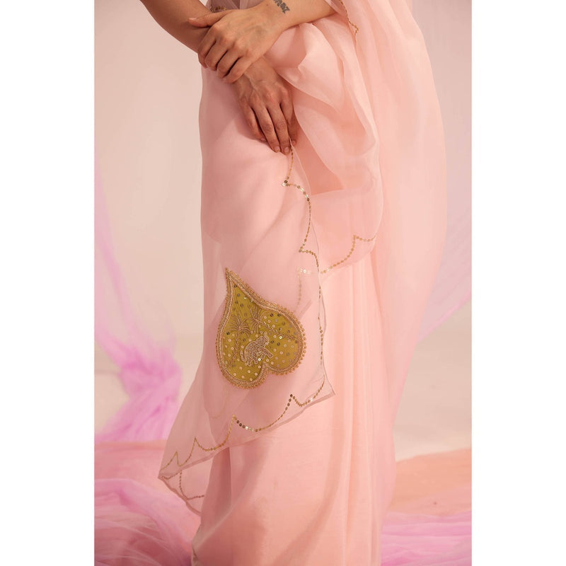KAPARDARA Pink Saree without Blouse