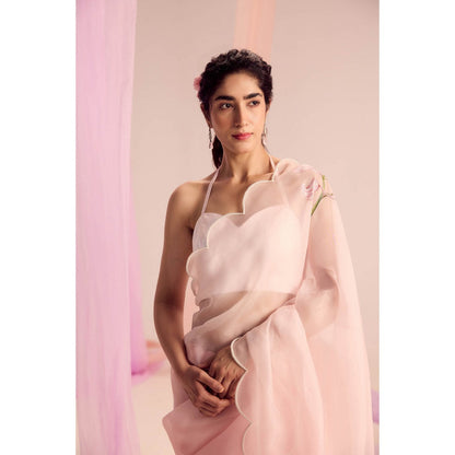KAPARDARA Pink Saree without Blouse