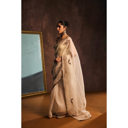 KAPARDARA Ivory Saree without Blouse