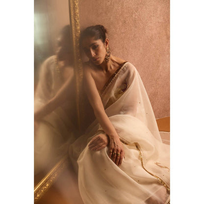 KAPARDARA Ivory Saree without Blouse