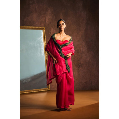 KAPARDARA Rani Pink Saree without Blouse