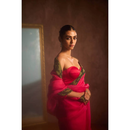 KAPARDARA Rani Pink Saree without Blouse