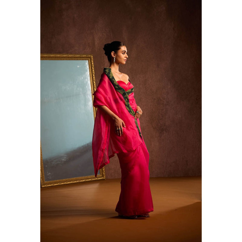 KAPARDARA Rani Pink Saree without Blouse