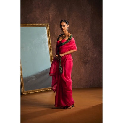 KAPARDARA Rani Pink Saree without Blouse