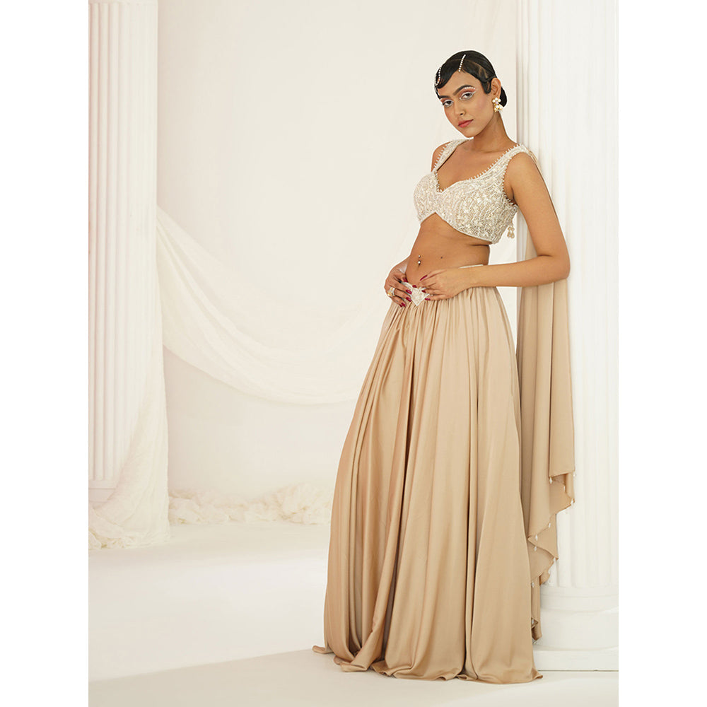 Kapda Dori Nude Embellished Lehenga with Blouse (Set of 2)