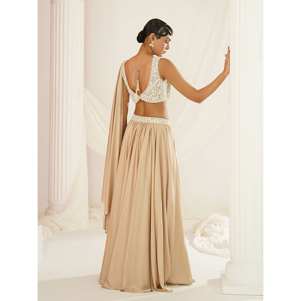 Kapda Dori Nude Embellished Lehenga with Blouse (Set of 2)
