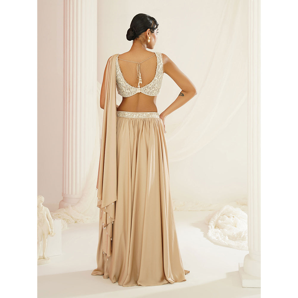 Kapda Dori Nude Embellished Lehenga with Blouse (Set of 2)