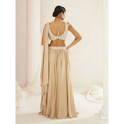 Kapda Dori Nude Embellished Lehenga with Blouse (Set of 2)
