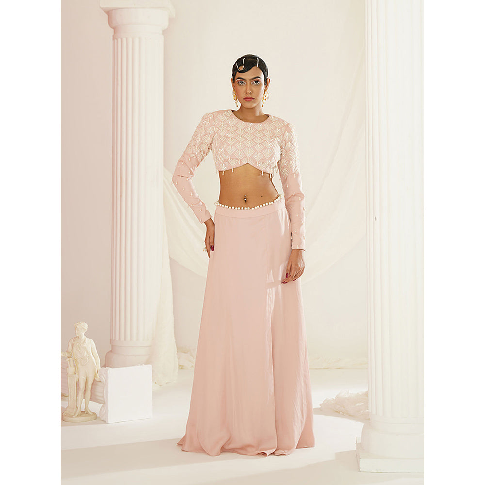 Kapda Dori Blush Pink Embellished Skirt with Blouse and Dupatta (Set of 3)