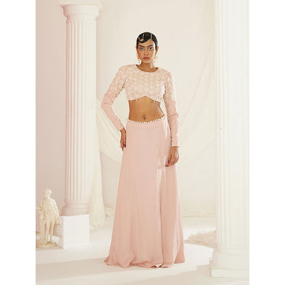 Kapda Dori Blush Pink Embellished Skirt with Blouse and Dupatta (Set of 3)