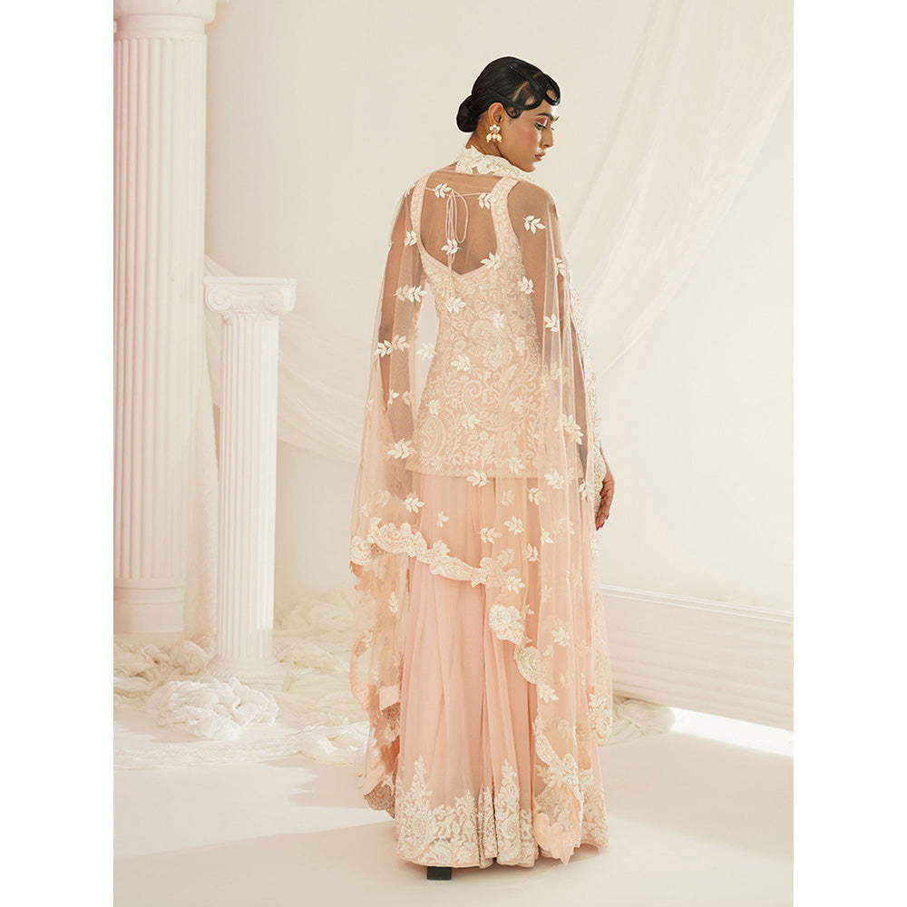 Kapda Dori Blush Pink Embellished Kurti with Palazzo and Dupatta (Set of 3)