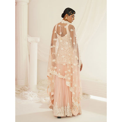 Kapda Dori Blush Pink Embellished Kurti with Palazzo and Dupatta (Set of 3)