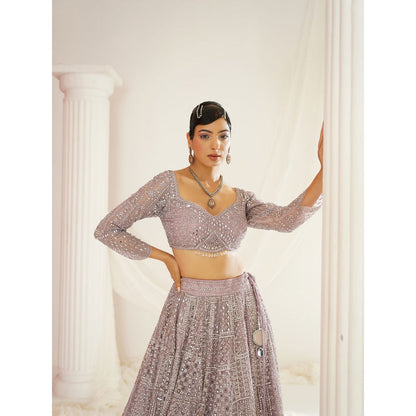 Kapda Dori Lavender Embellished Blouse with Lehenga and Dupatta (Set of 3)