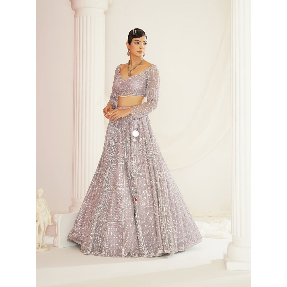 Kapda Dori Lavender Embellished Blouse with Lehenga and Dupatta (Set of 3)