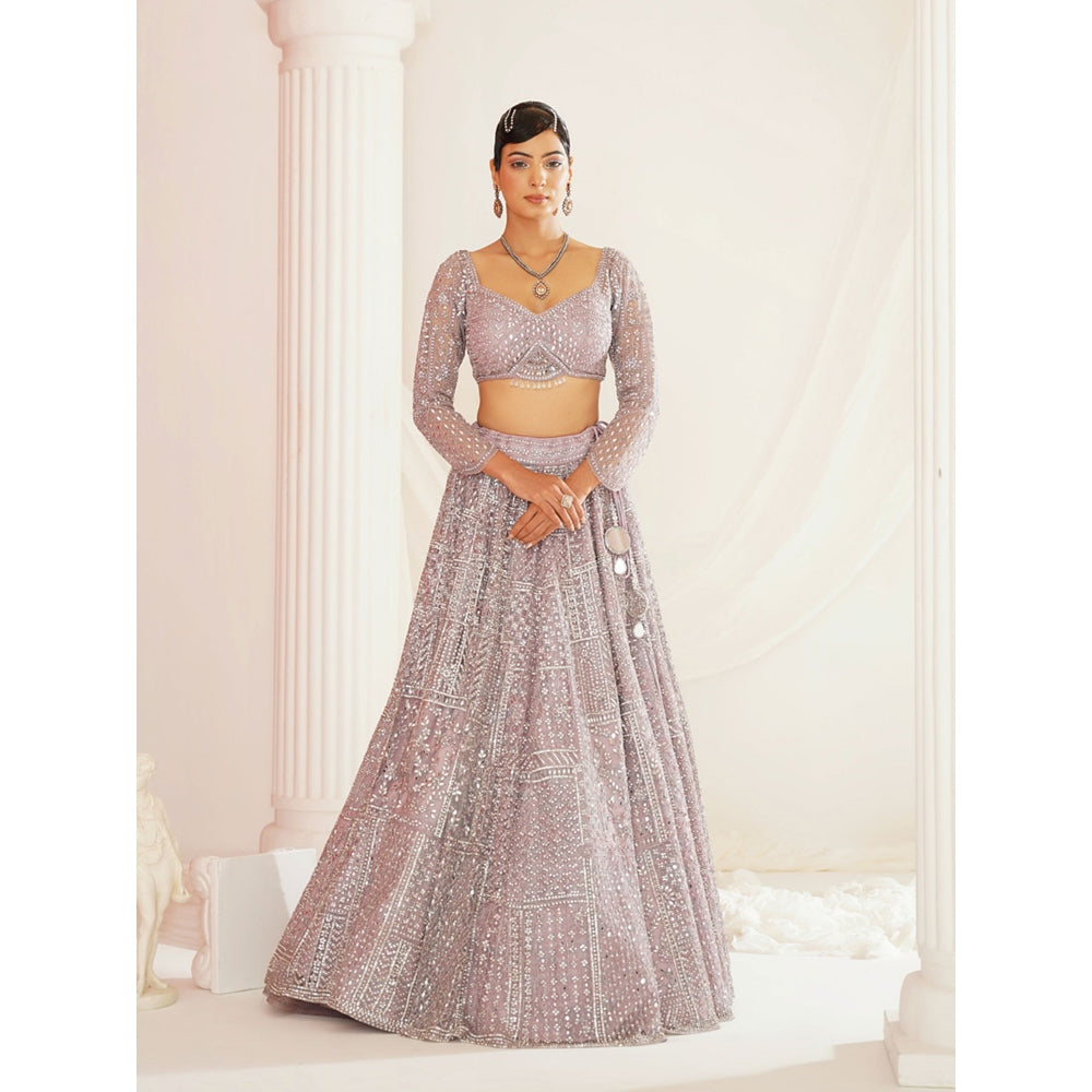 Kapda Dori Lavender Embellished Blouse with Lehenga and Dupatta (Set of 3)