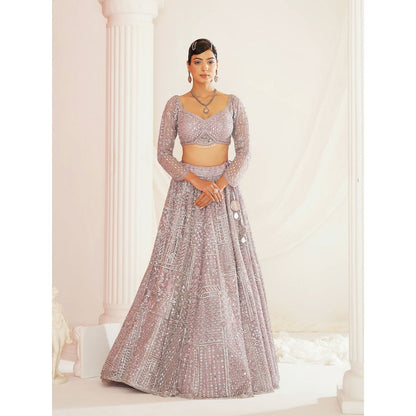 Kapda Dori Lavender Embellished Blouse with Lehenga and Dupatta (Set of 3)