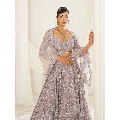 Kapda Dori Lavender Embellished Blouse with Lehenga and Dupatta (Set of 3)