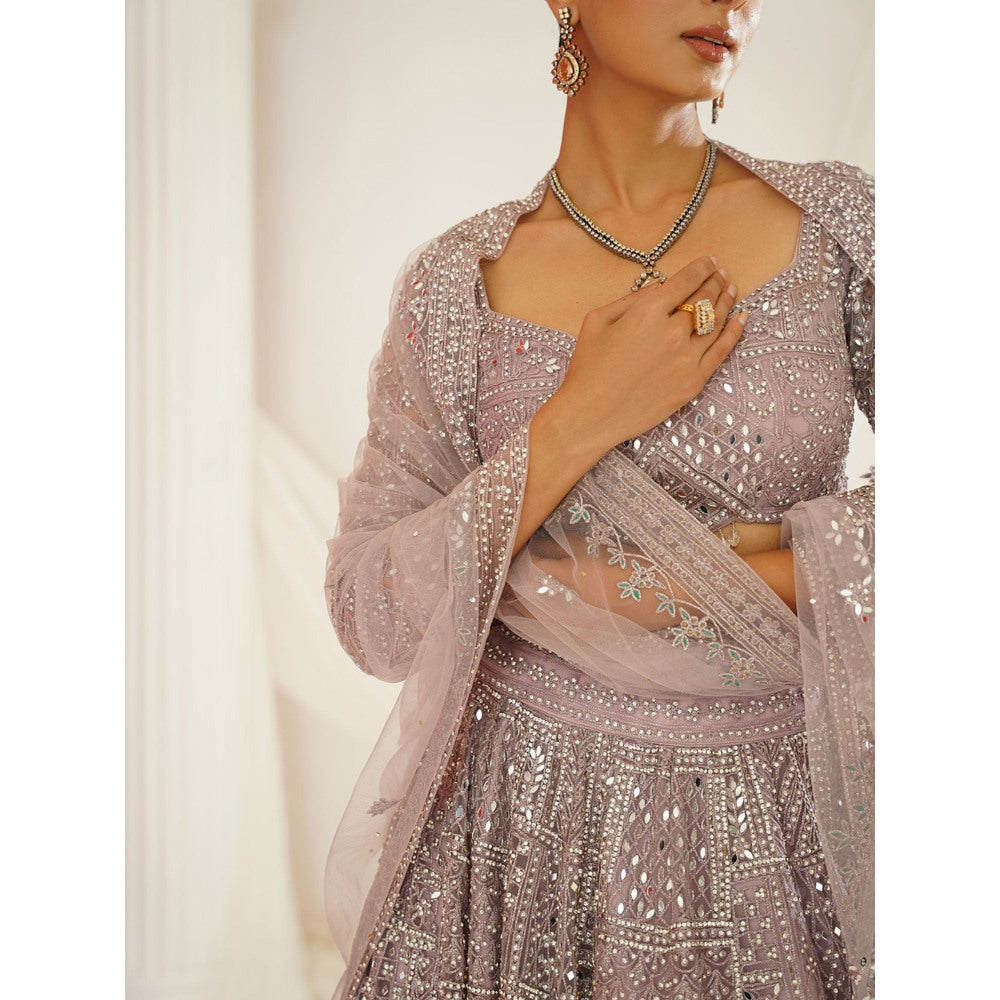 Kapda Dori Lavender Embellished Blouse with Lehenga and Dupatta (Set of 3)