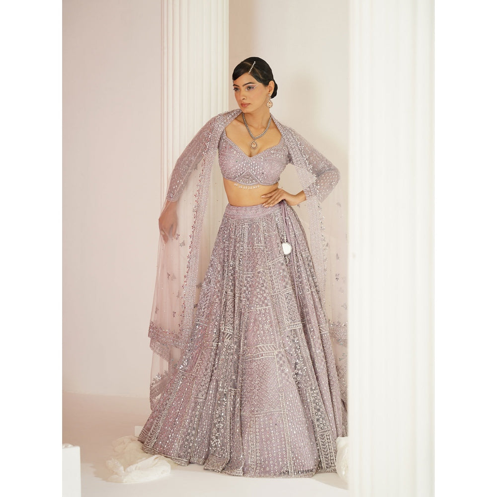 Kapda Dori Lavender Embellished Blouse with Lehenga and Dupatta (Set of 3)