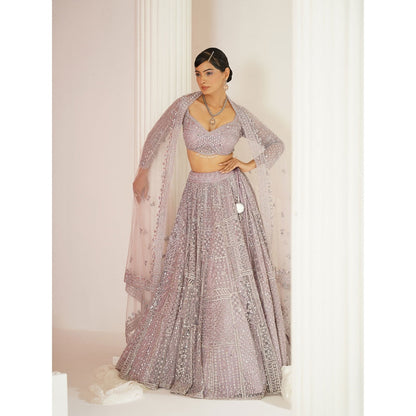 Kapda Dori Lavender Embellished Blouse with Lehenga and Dupatta (Set of 3)