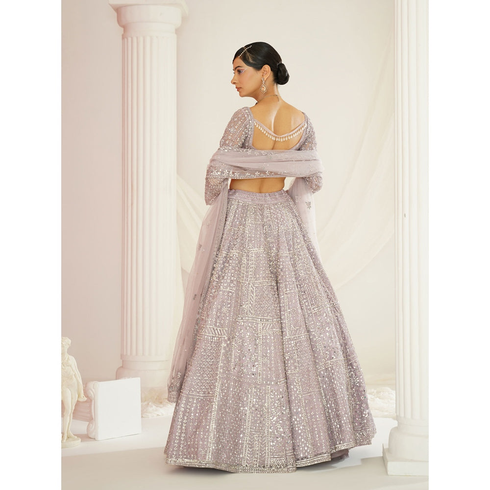 Kapda Dori Lavender Embellished Blouse with Lehenga and Dupatta (Set of 3)