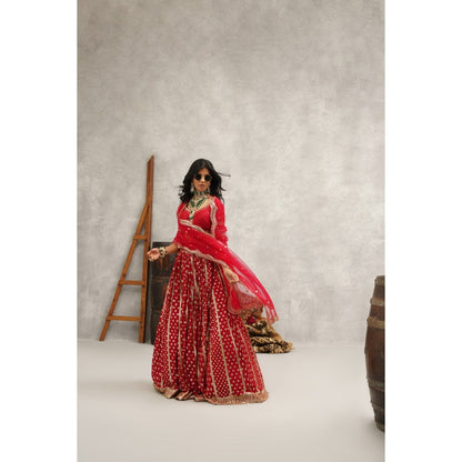 Kapda Dori Maroon Sequins Embroidered Lehenga with Blouse and Dupatta (Set of 3)