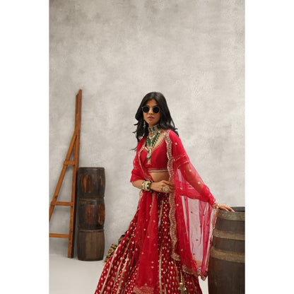 Kapda Dori Maroon Sequins Embroidered Lehenga with Blouse and Dupatta (Set of 3)