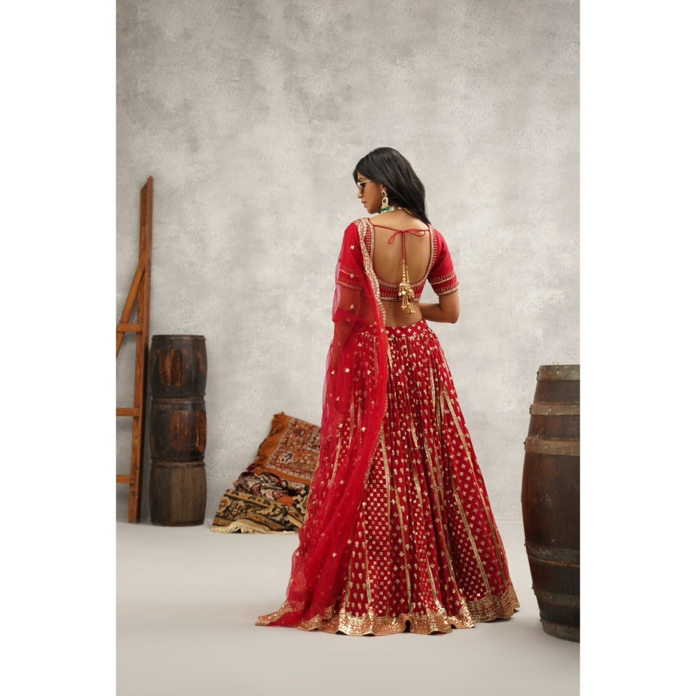 Kapda Dori Maroon Sequins Embroidered Lehenga with Blouse and Dupatta (Set of 3)