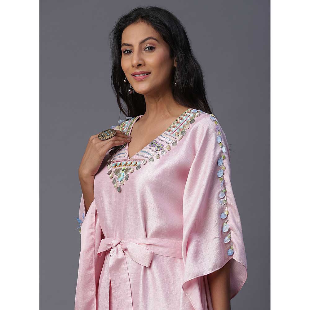 Arpita Sulakshana Blue Girl Hand painted Pink Kaftan