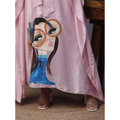 Arpita Sulakshana Blue Girl Hand painted Pink Kaftan
