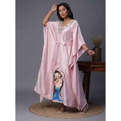 Arpita Sulakshana Blue Girl Hand painted Pink Kaftan