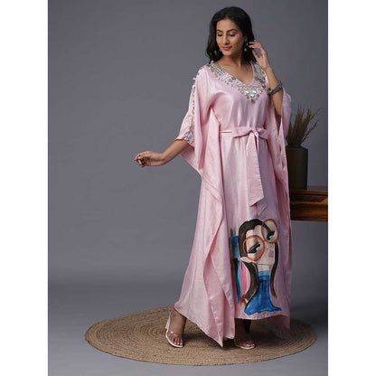 Arpita Sulakshana Blue Girl Hand painted Pink Kaftan