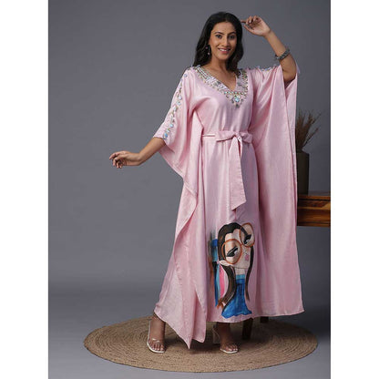 Arpita Sulakshana Blue Girl Hand painted Pink Kaftan