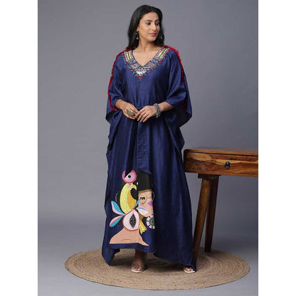 Arpita Sulakshana Navy Blue Goggle Hand painted Blue Kaftan
