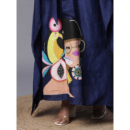 Arpita Sulakshana Navy Blue Goggle Hand painted Blue Kaftan