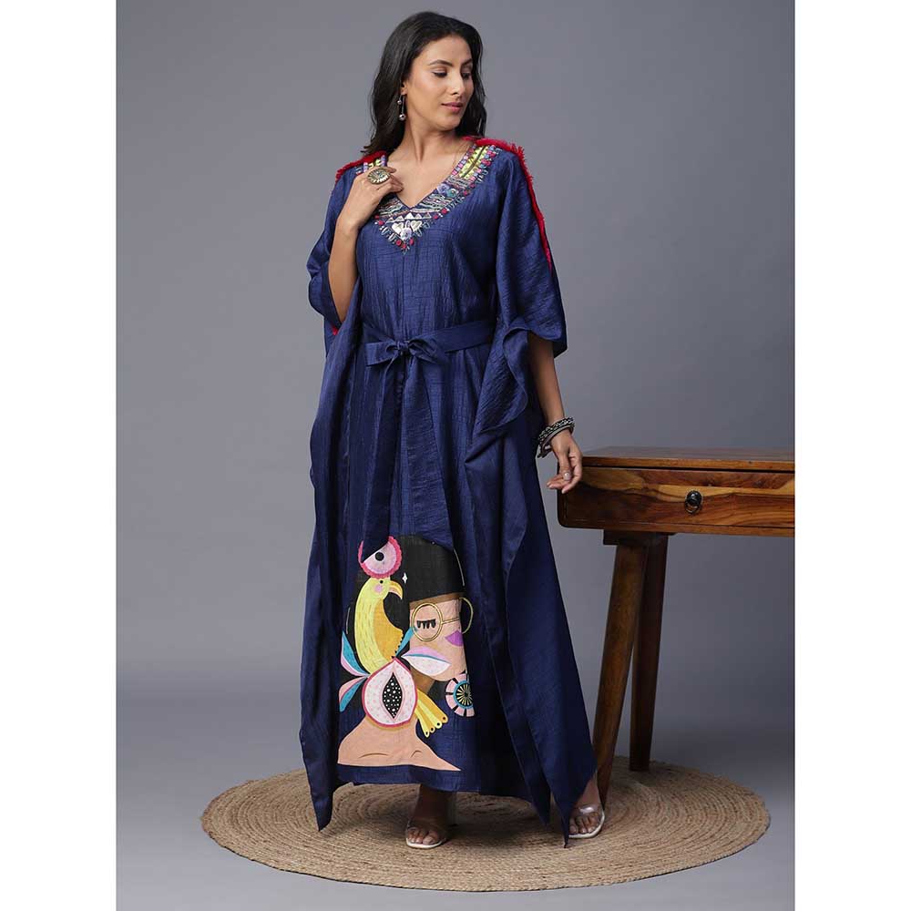 Arpita Sulakshana Navy Blue Goggle Hand painted Blue Kaftan