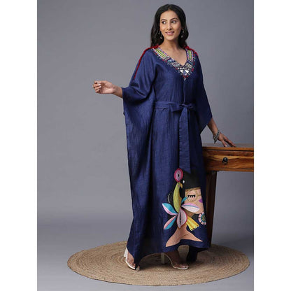 Arpita Sulakshana Navy Blue Goggle Hand painted Blue Kaftan