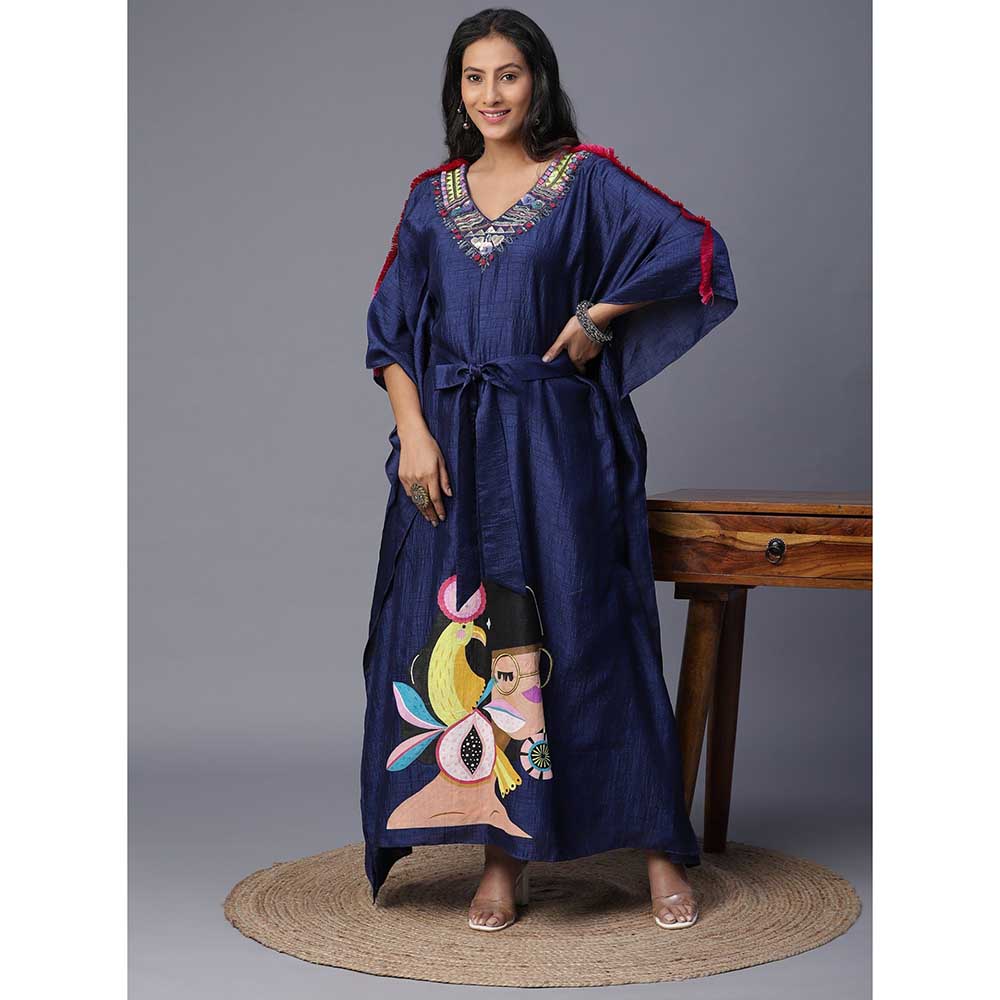 Arpita Sulakshana Navy Blue Goggle Hand painted Blue Kaftan