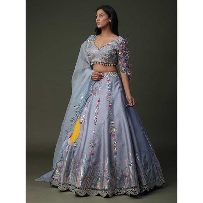 Arpita Sulakshana Sun Flower Hand painted Lehenga (Set of 3)