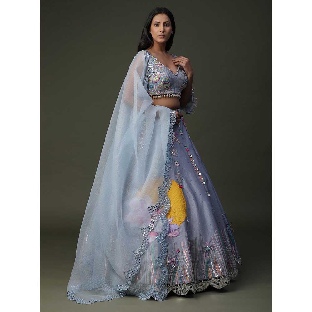 Arpita Sulakshana Sun Flower Hand painted Lehenga (Set of 3)