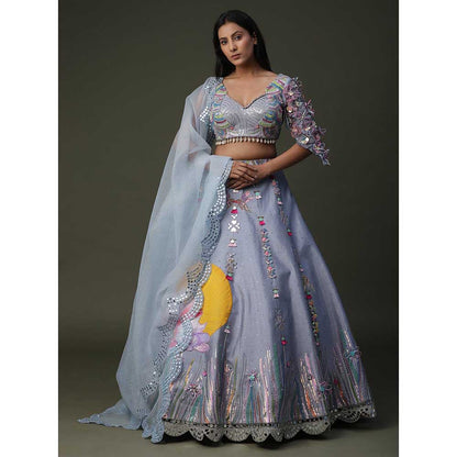 Arpita Sulakshana Sun Flower Hand painted Lehenga (Set of 3)