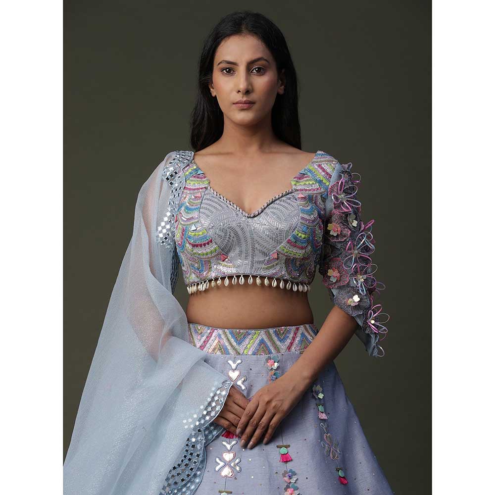 Arpita Sulakshana Sun Flower Hand painted Lehenga (Set of 3)