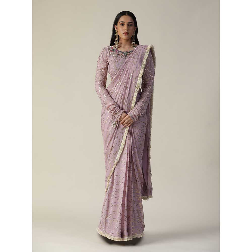 Arpita Sulakshana Lavender Pre-Draped Georgette Saree with Stitched Blouse
