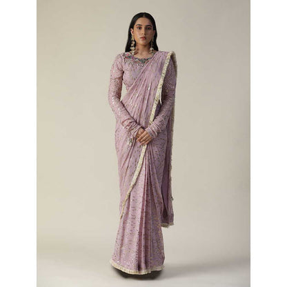 Arpita Sulakshana Lavender Pre-Draped Georgette Saree with Stitched Blouse