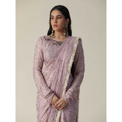 Arpita Sulakshana Lavender Pre-Draped Georgette Saree with Stitched Blouse