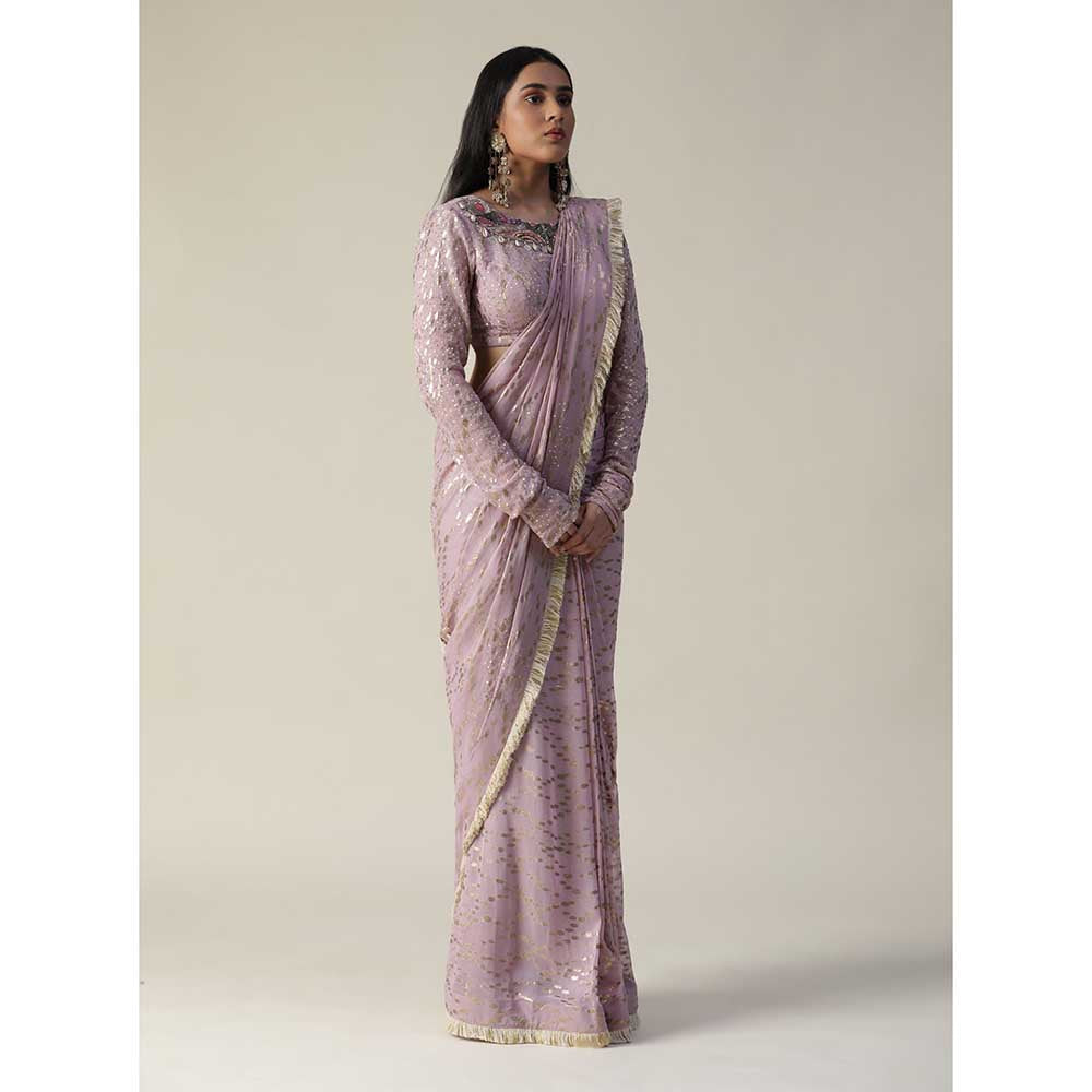 Arpita Sulakshana Lavender Pre-Draped Georgette Saree with Stitched Blouse